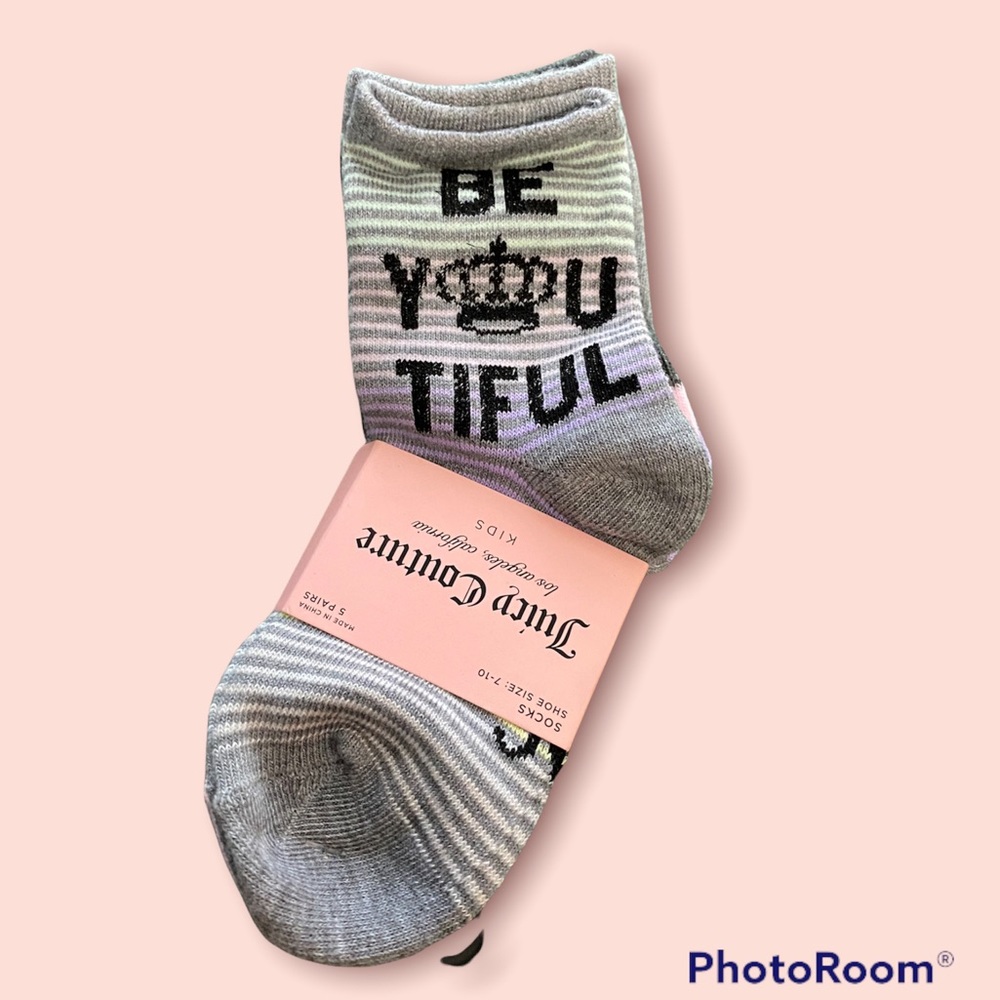 NWT•Juicy Couture Girls 5pk socks shoe size 7-10